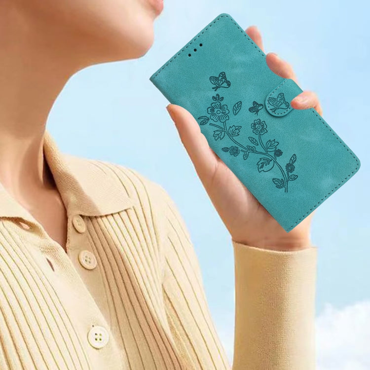 For Samsung Galaxy S25+ 5G Flower Butterfly Embossing Pattern Leather Phone Case(Sky Blue) - Galaxy S25+ 5G Cases by PMC Jewellery | Online Shopping South Africa | PMC Jewellery | Buy Now Pay Later Mobicred