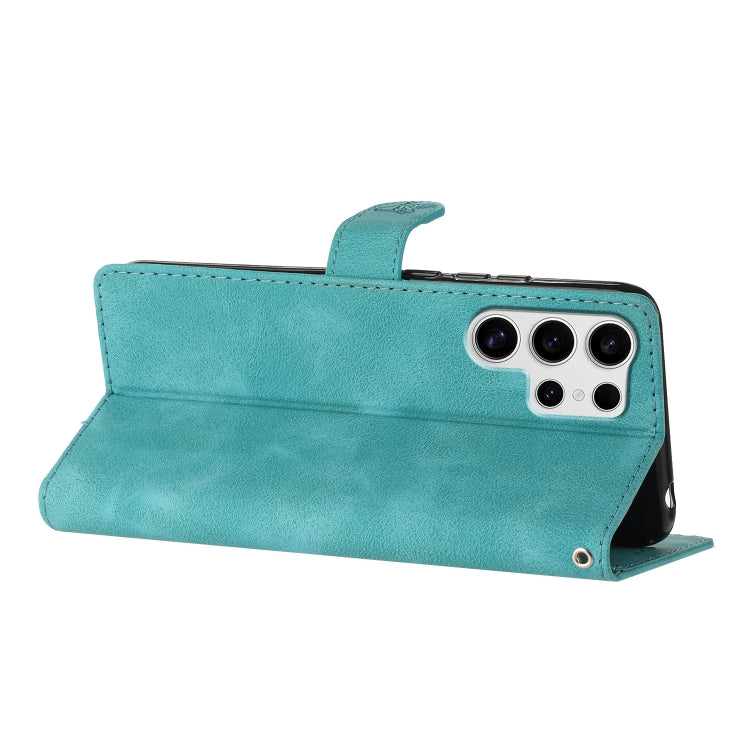 For Samsung Galaxy S25 Ultra 5G Flower Butterfly Embossing Pattern Leather Phone Case(Sky Blue) - free shipping - PMC Jewellery - Order now!