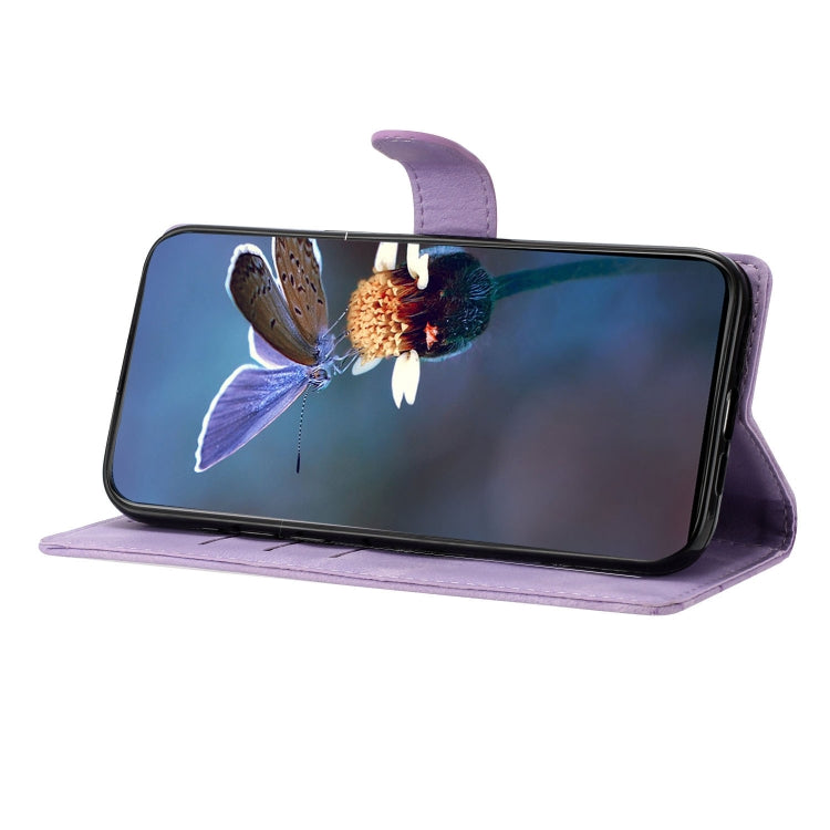 For Samsung Galaxy S25 5G Cherry Blossom Butterfly Skin Feel Embossed PU Phone Case(Purple) - Galaxy S25 5G Cases by PMC Jewellery | Online Shopping South Africa | PMC Jewellery | Buy Now Pay Later Mobicred