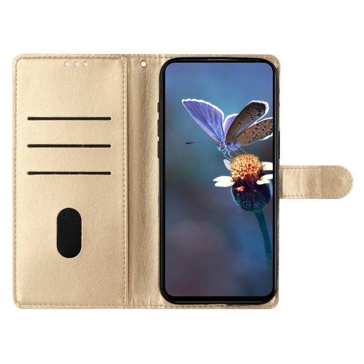 For Samsung Galaxy S25 5G Cherry Blossom Butterfly Skin Feel Embossed PU Phone Case(Gold) - Galaxy S25 5G Cases by PMC Jewellery | Online Shopping South Africa | PMC Jewellery | Buy Now Pay Later Mobicred