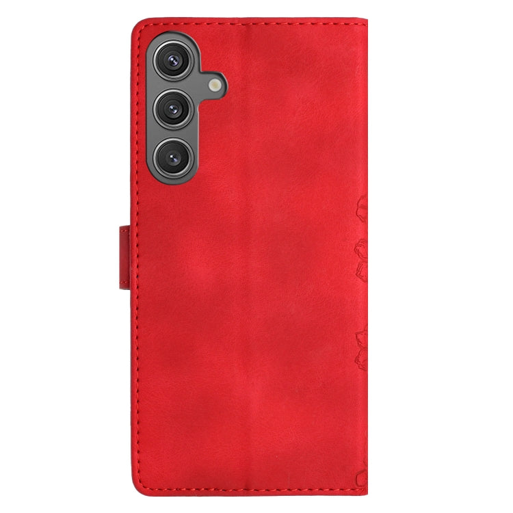 For Samsung Galaxy S25+ 5G Cherry Blossom Butterfly Skin Feel Embossed PU Phone Case(Red) - Galaxy S25+ 5G Cases by PMC Jewellery | Online Shopping South Africa | PMC Jewellery | Buy Now Pay Later Mobicred