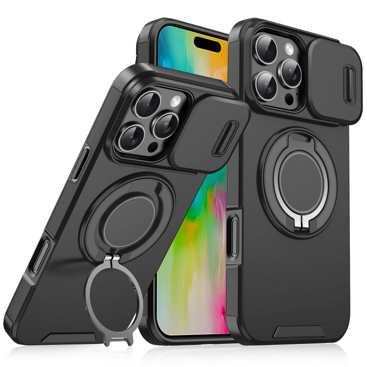 For iPhone 16 Pro Sliding Camshield Ring Holder Phone Case(Black) - iPhone 16 Pro Cases by PMC TechLife | Online Shopping South Africa | PMC TechLife | Buy Now Pay Later Mobicred