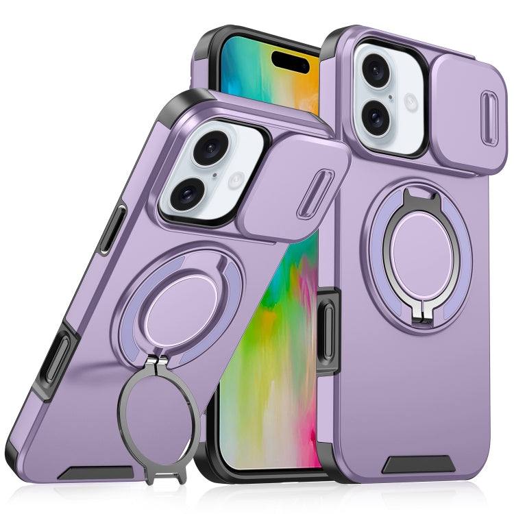 For iPhone 16 Plus Sliding Camshield Ring Holder Phone Case(Purple) - iPhone 16 Plus Cases by PMC TechLife | Online Shopping South Africa | PMC TechLife | Buy Now Pay Later Mobicred