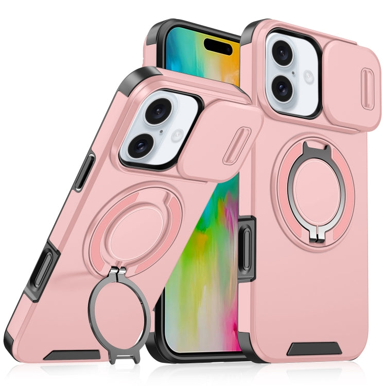 For iPhone 16 Sliding Camshield Ring Holder Phone Case(Pink) - iPhone 16 Cases by PMC TechLife | Online Shopping South Africa | PMC TechLife | Buy Now Pay Later Mobicred