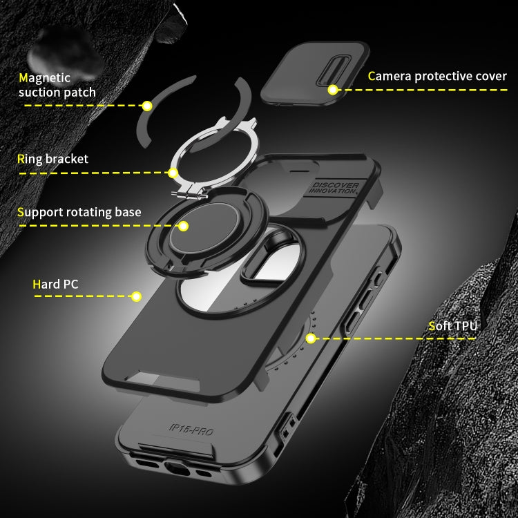 For iPhone 16 Pro Max Sliding Camshield Ring Holder Phone Case(Black) - iPhone 16 Pro Max Cases by PMC TechLife | Online Shopping South Africa | PMC TechLife | Buy Now Pay Later Mobicred