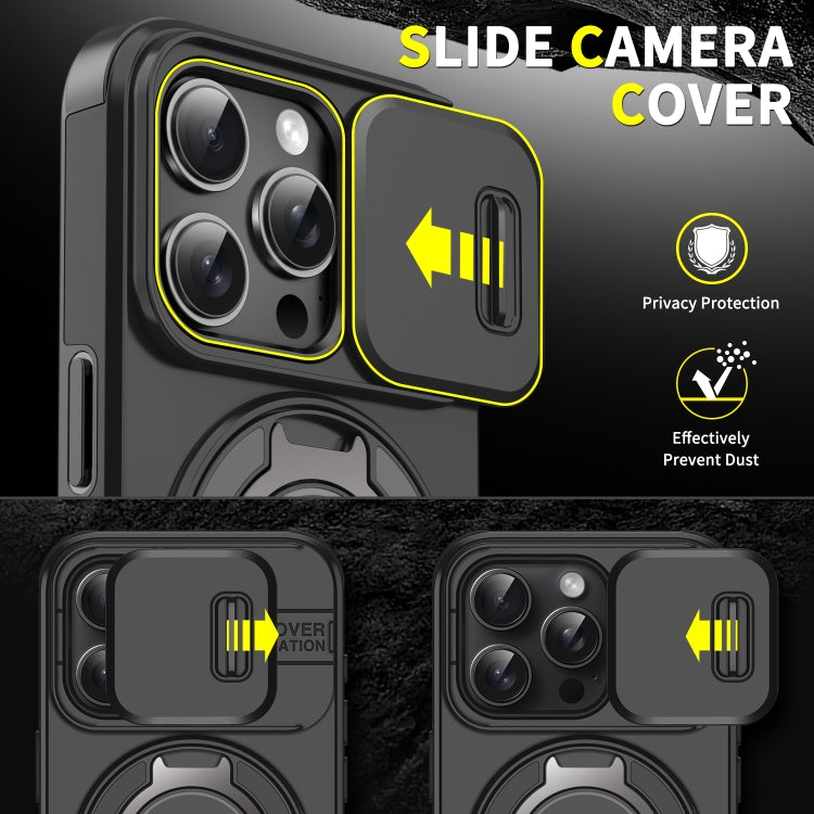 For iPhone 16 Pro Sliding Camshield Ring Holder Phone Case(Black) - iPhone 16 Pro Cases by PMC TechLife | Online Shopping South Africa | PMC TechLife | Buy Now Pay Later Mobicred