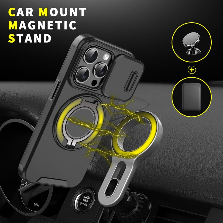 For iPhone 16 Pro Sliding Camshield Ring Holder Phone Case(Black) - iPhone 16 Pro Cases by PMC TechLife | Online Shopping South Africa | PMC TechLife | Buy Now Pay Later Mobicred