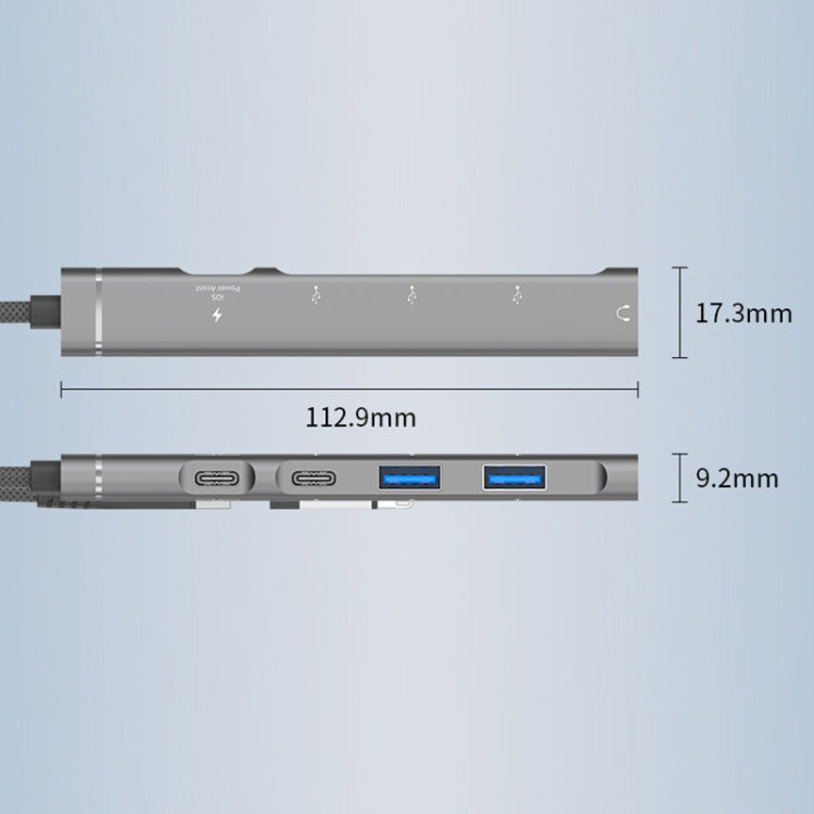 5 in 2 Multi-function HUB Adapter, Interface:USB-C / Type-C + USB-A(Grey) - USB HUB by PMC Jewellery | Online Shopping South Africa | PMC Jewellery | Buy Now Pay Later Mobicred
