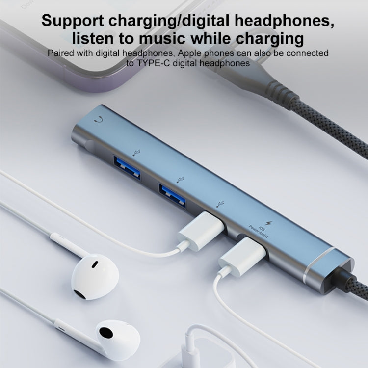 5 in 2 Multi-function HUB Adapter, Interface:USB-C / Type-C + 8 Pin(Grey) - USB HUB by PMC Jewellery | Online Shopping South Africa | PMC Jewellery | Buy Now Pay Later Mobicred