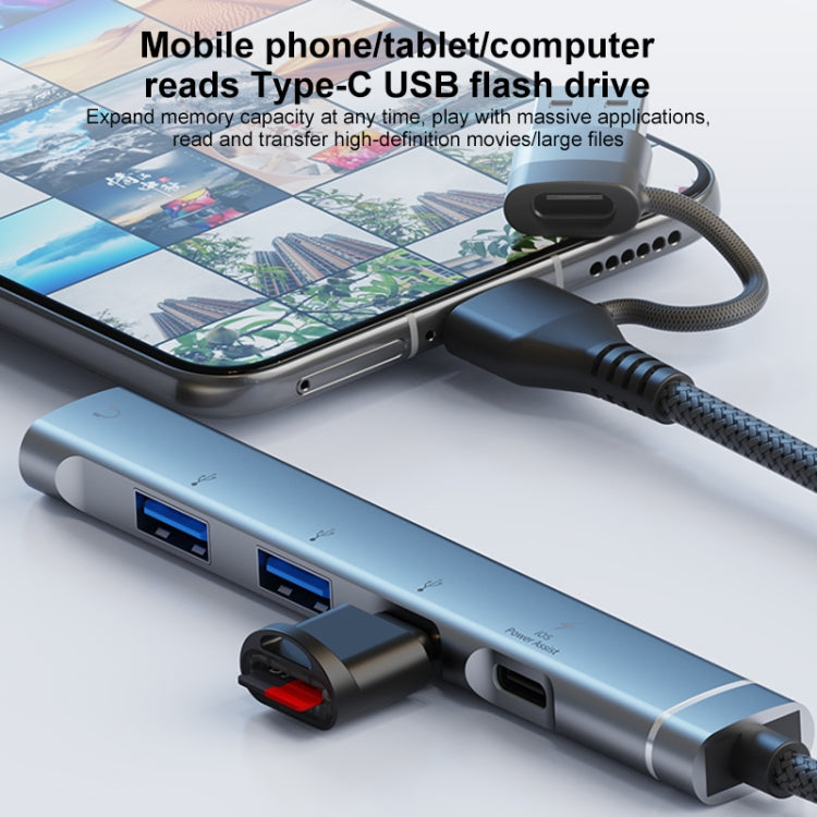 5 in 2 Multi-function HUB Adapter, Interface:USB-C / Type-C + USB-A(Grey) - USB HUB by PMC Jewellery | Online Shopping South Africa | PMC Jewellery | Buy Now Pay Later Mobicred