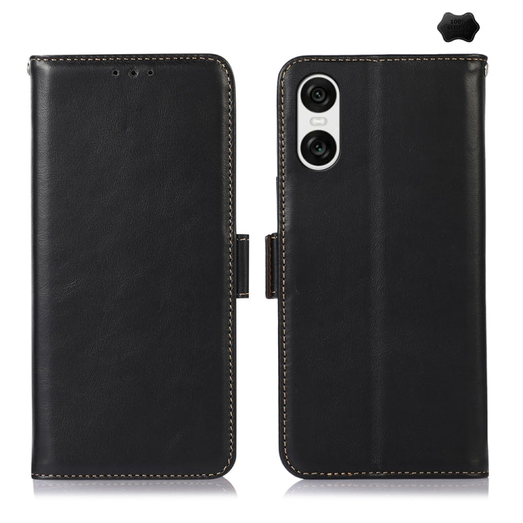 For Sony Xperia 10 VI Magnetic Crazy Horse Texture Genuine Leather RFID Phone Case(Black) - Sony Cases by PMC TechLife | Online Shopping South Africa | PMC TechLife | Buy Now Pay Later Mobicred