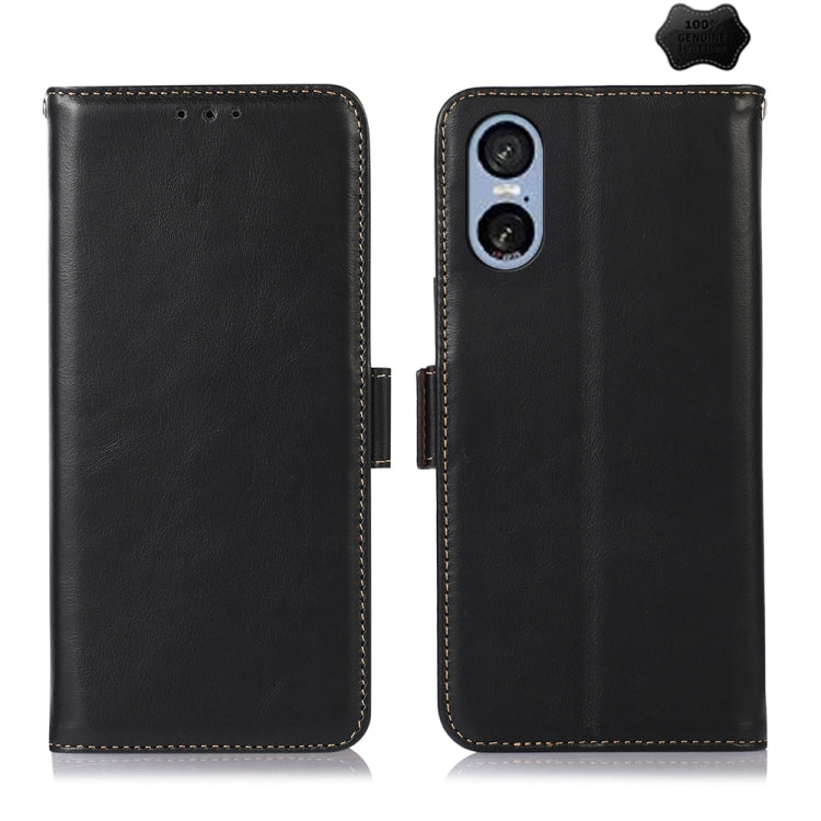 For Sony Xperia 5 VI Magnetic Crazy Horse Texture Genuine Leather RFID Phone Case(Black) - Sony Cases by PMC TechLife | Online Shopping South Africa | PMC TechLife | Buy Now Pay Later Mobicred