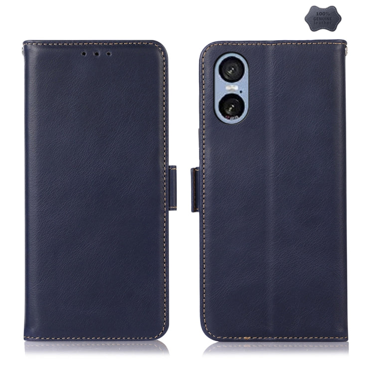 For Sony Xperia 5 VI Magnetic Crazy Horse Texture Genuine Leather RFID Phone Case(Blue) - Sony Cases by PMC TechLife | Online Shopping South Africa | PMC TechLife | Buy Now Pay Later Mobicred