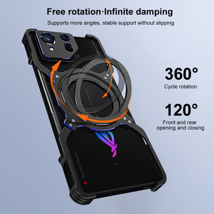 For Asus ROG Phone 8 / 8 Pro Mechanical Arm Borderless MagSafe Holder Metal Phone Case(Black Red) - ASUS Cases by PMC TechLife | Online Shopping South Africa | PMC TechLife | Buy Now Pay Later Mobicred