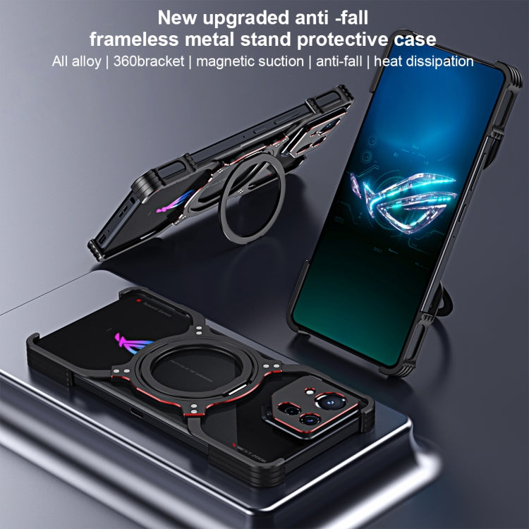 For Asus ROG Phone 8 / 8 Pro Mechanical Arm Borderless MagSafe Holder Metal Phone Case(Silver) - ASUS Cases by PMC TechLife | Online Shopping South Africa | PMC TechLife | Buy Now Pay Later Mobicred