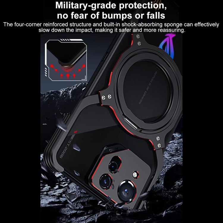 For Asus ROG Phone 8 / 8 Pro Mechanical Arm Borderless MagSafe Holder Metal Phone Case(Black Silver) - ASUS Cases by PMC TechLife | Online Shopping South Africa | PMC TechLife | Buy Now Pay Later Mobicred