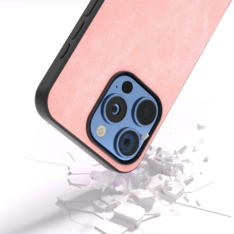For iPhone 16 Pro Max Black Frame PU Leather Full Coverage Phone Case(Pink) - free shipping - PMC TechLife - Order now!