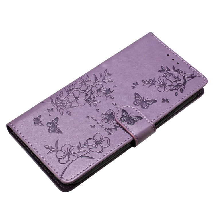 For iPhone 16 Pro Butterflies and Flowers Leather Phone Case(Purple) - iPhone 16 Pro Cases by PMC TechLife | Online Shopping South Africa | PMC TechLife | Buy Now Pay Later Mobicred