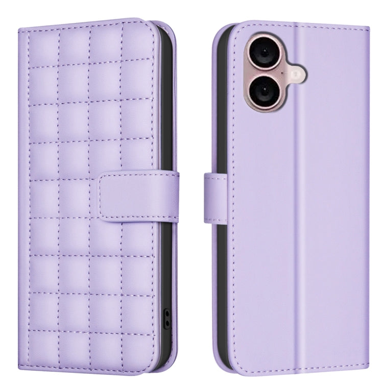 For iPhone 16 Plus Square Texture Leather Phone Case(Purple) - free shipping - PMC TechLife - Order now!