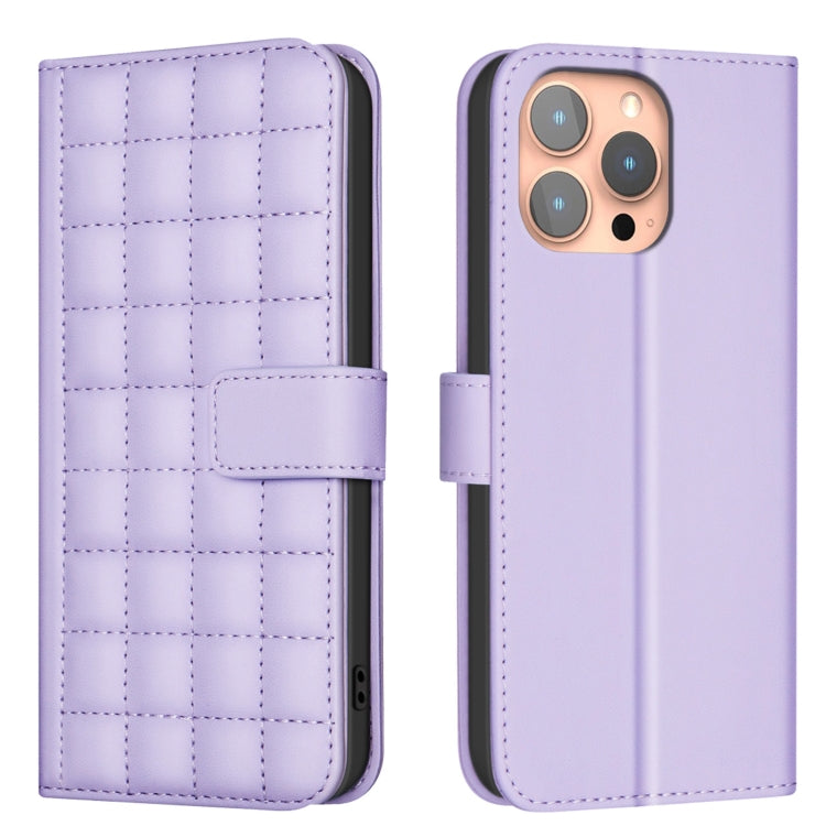For iPhone 16 Pro Square Texture Leather Phone Case(Purple) - iPhone 16 Pro Cases by PMC TechLife | Online Shopping South Africa | PMC TechLife | Buy Now Pay Later Mobicred