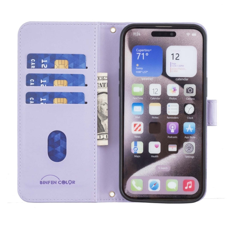 For iPhone 16 Pro Square Texture Leather Phone Case(Purple) - iPhone 16 Pro Cases by PMC TechLife | Online Shopping South Africa | PMC TechLife | Buy Now Pay Later Mobicred