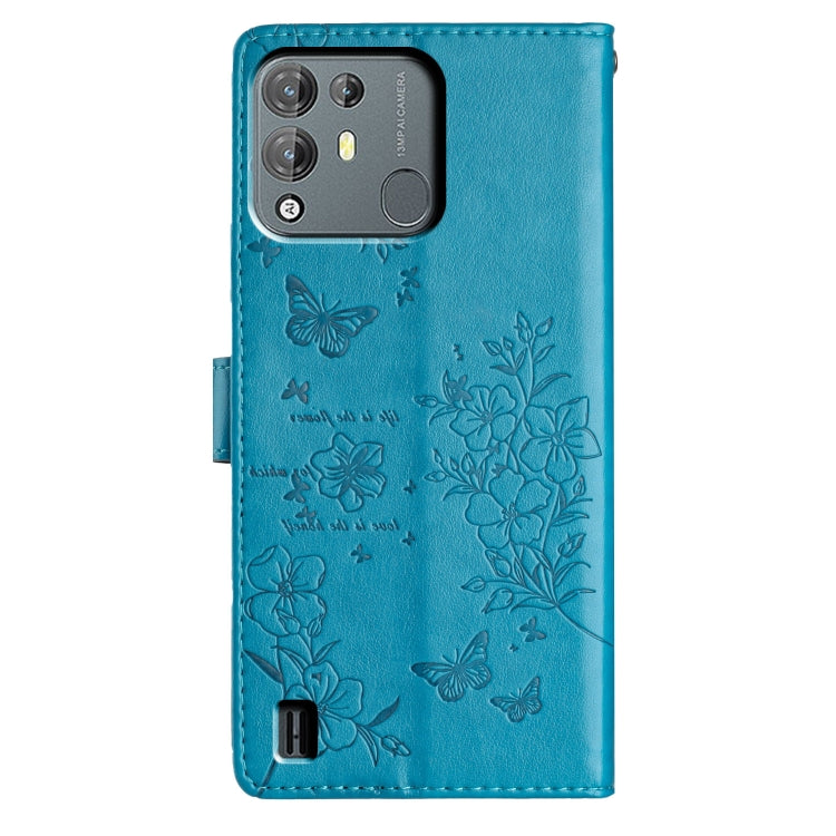 For Blackview A55 Pro Butterflies and Flowers Leather Phone Case(Blue) - More Brand by PMC TechLife | Online Shopping South Africa | PMC TechLife | Buy Now Pay Later Mobicred