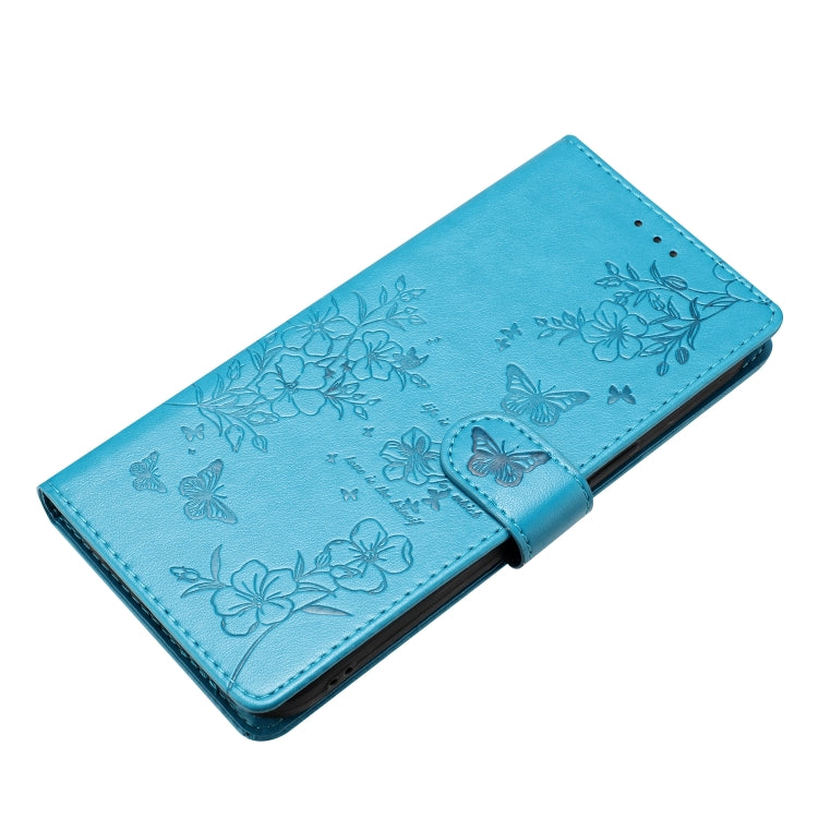 For Blackview A55 Pro Butterflies and Flowers Leather Phone Case(Blue) - More Brand by PMC TechLife | Online Shopping South Africa | PMC TechLife | Buy Now Pay Later Mobicred