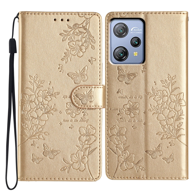 For Blackview A53 / A53 Pro Butterfly Love Flower Embossed Leather Phone Case(Gold) - More Brand by PMC TechLife | Online Shopping South Africa | PMC TechLife | Buy Now Pay Later Mobicred