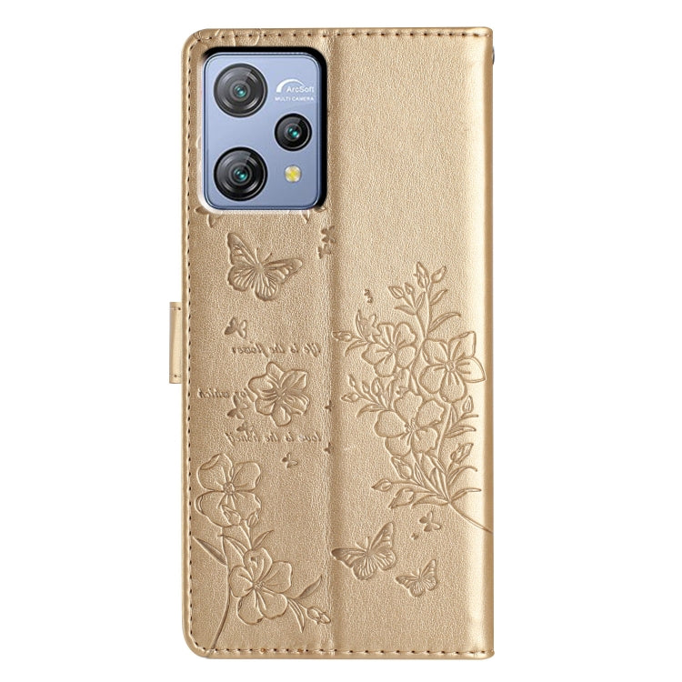 For Blackview A53 / A53 Pro Butterfly Love Flower Embossed Leather Phone Case(Gold) - More Brand by PMC TechLife | Online Shopping South Africa | PMC TechLife | Buy Now Pay Later Mobicred