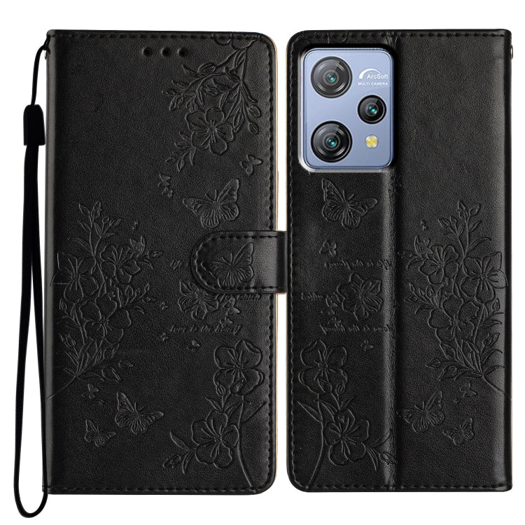 For Blackview A53 / A53 Pro Butterflies and Flowers Leather Phone Case(Black) - More Brand by PMC TechLife | Online Shopping South Africa | PMC TechLife | Buy Now Pay Later Mobicred