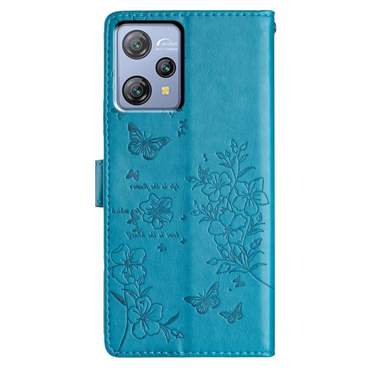 For Blackview A53 / A53 Pro Butterflies and Flowers Leather Phone Case(Blue) - More Brand by PMC TechLife | Online Shopping South Africa | PMC TechLife | Buy Now Pay Later Mobicred