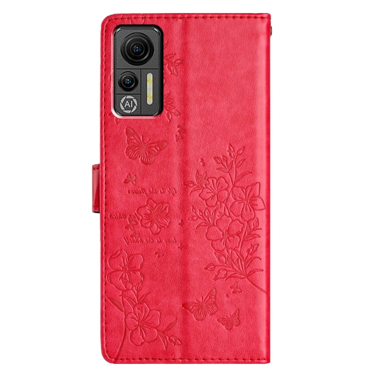 For Ulefone Note 14 Butterflies and Flowers Leather Phone Case(Red) - Ulefone Cases by PMC Jewellery | Online Shopping South Africa | PMC Jewellery | Buy Now Pay Later Mobicred