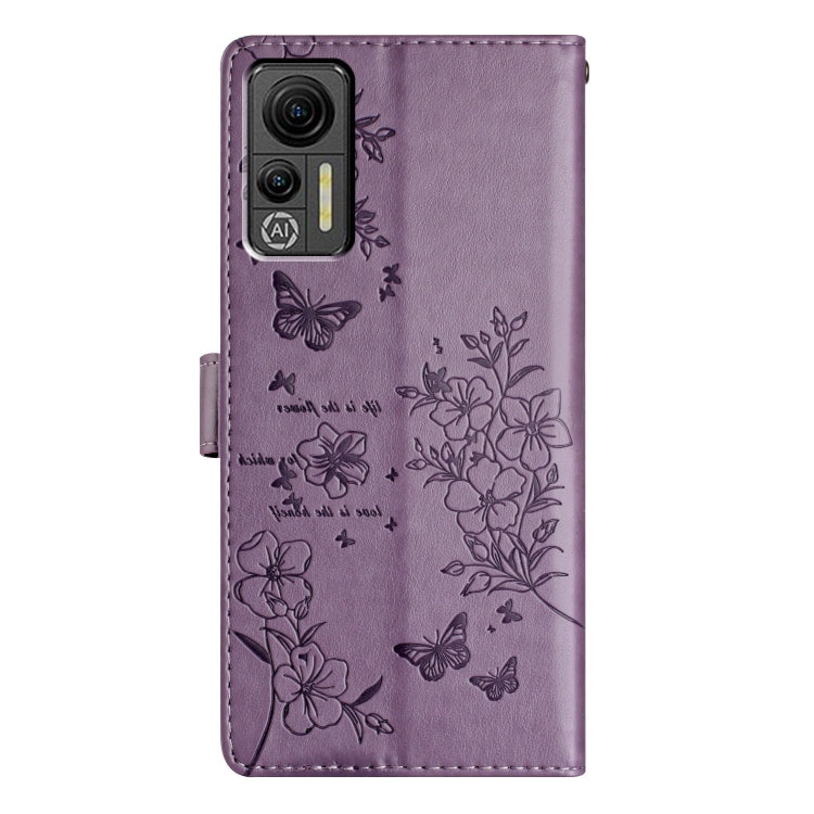 For Ulefone Note 14 Butterflies and Flowers Leather Phone Case(Purple) - Ulefone Cases by PMC Jewellery | Online Shopping South Africa | PMC Jewellery | Buy Now Pay Later Mobicred