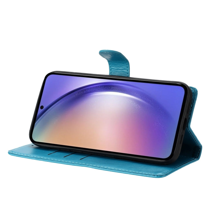 For Ulefone Note 14 Butterflies and Flowers Leather Phone Case(Blue) - Ulefone Cases by PMC Jewellery | Online Shopping South Africa | PMC Jewellery | Buy Now Pay Later Mobicred