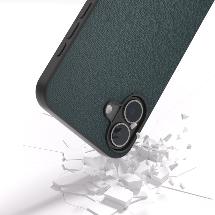 For iPhone 16 ABEEL Black Frame Genuine Leather Elegant Phone Case(Green) - iPhone 16 Cases by PMC TechLife | Online Shopping South Africa | PMC TechLife | Buy Now Pay Later Mobicred