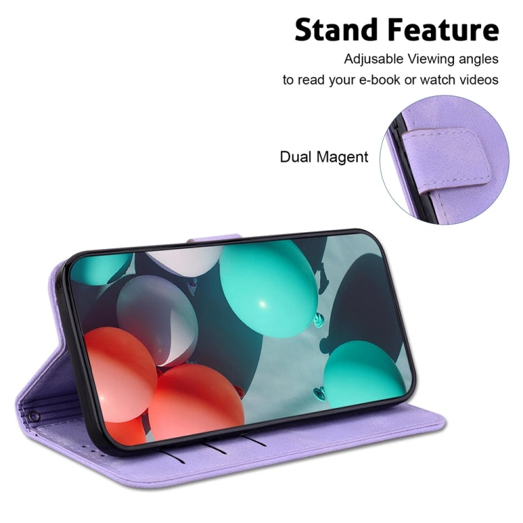 For Samsung Galaxy S25 5G Seven-shaped Embossed Leather Phone Case(Purple) - Galaxy S25 5G Cases by PMC Jewellery | Online Shopping South Africa | PMC Jewellery | Buy Now Pay Later Mobicred