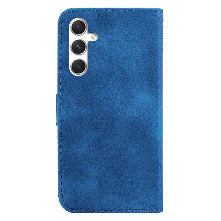 For Samsung Galaxy S25 5G Seven-shaped Embossed Leather Phone Case(Blue) - Galaxy S25 5G Cases by PMC Jewellery | Online Shopping South Africa | PMC Jewellery | Buy Now Pay Later Mobicred