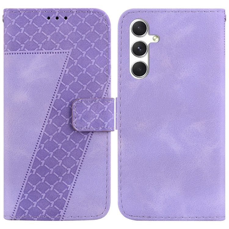 For Samsung Galaxy S25+ 5G Seven-shaped Embossed Leather Phone Case(Purple) - free shipping - PMC Jewellery - Order now!