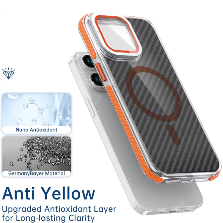 For iPhone 16 Pro Max Magsafe Dual-Color Carbon Fiber Lens Film Phone Case with Lens Fold Holder(Black) - iPhone 16 Pro Max Cases by PMC TechLife | Online Shopping South Africa | PMC TechLife | Buy Now Pay Later Mobicred