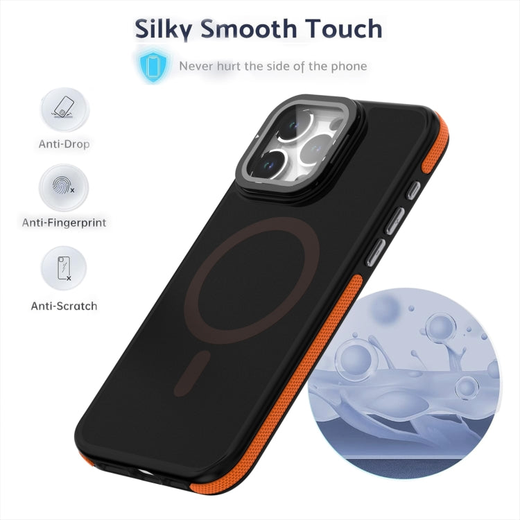 For iPhone 16 Magsafe Dual-Color Skin Feel Lens Film Phone Case with Lens Fold Holder(Purple) - More iPhone Cases by PMC TechLife | Online Shopping South Africa | PMC TechLife | Buy Now Pay Later Mobicred
