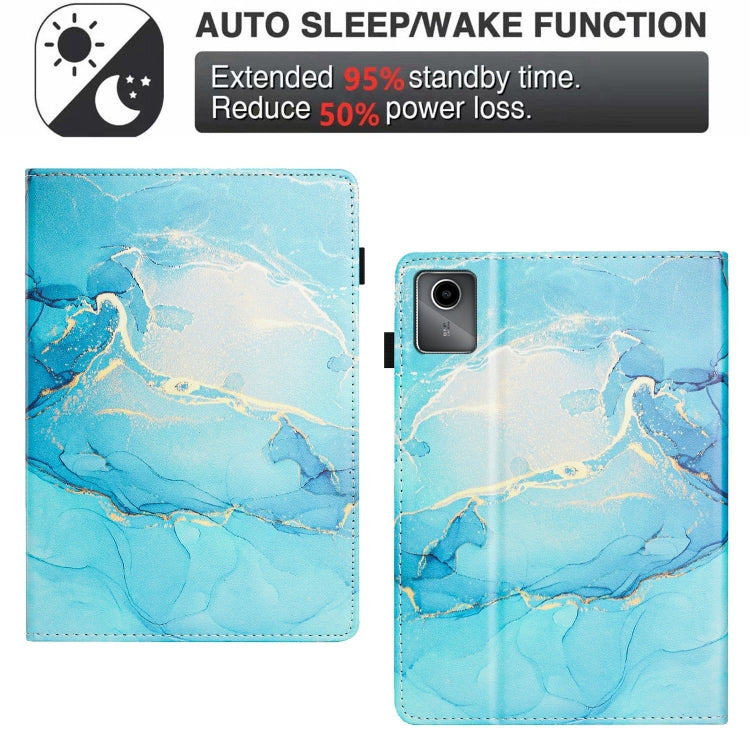 For Lenovo Tab M11/ Xiaoxin Pad 11 2024 Marble Litchi Leather Smart Tablet Case(Green) - Lenovo by PMC Jewellery | Online Shopping South Africa | PMC Jewellery | Buy Now Pay Later Mobicred