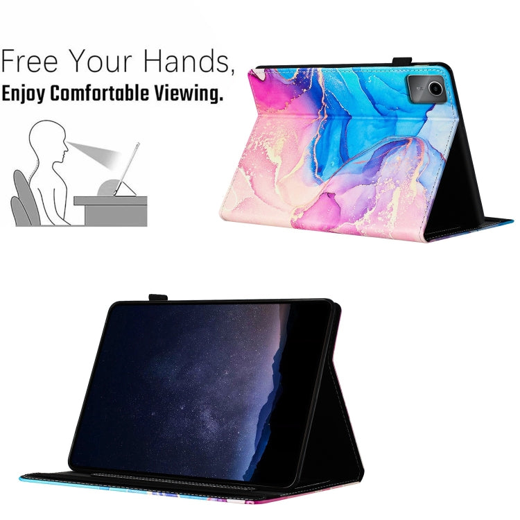 For Lenovo Tab M11/ Xiaoxin Pad 11 2024 Marble Litchi Leather Smart Tablet Case(Pink Blue) - free shipping - PMC Jewellery - Order now!