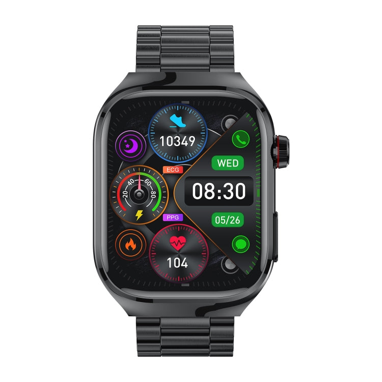TK16 2.04 inch LCD Screen Steel Strap Smart Watch Supports Health Monitoring(Black) - Smart Watches by PMC TechLife | Online Shopping South Africa | PMC TechLife | Buy Now Pay Later Mobicred