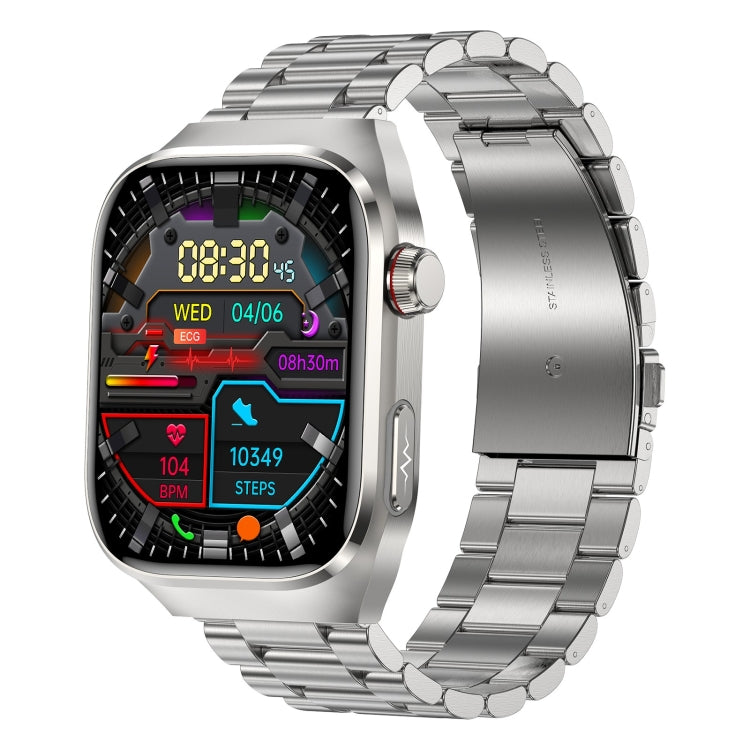 TK16 2.04 inch LCD Screen Steel Strap Smart Watch Supports Health Monitoring(Silver) - Smart Watches by PMC TechLife | Online Shopping South Africa | PMC TechLife | Buy Now Pay Later Mobicred