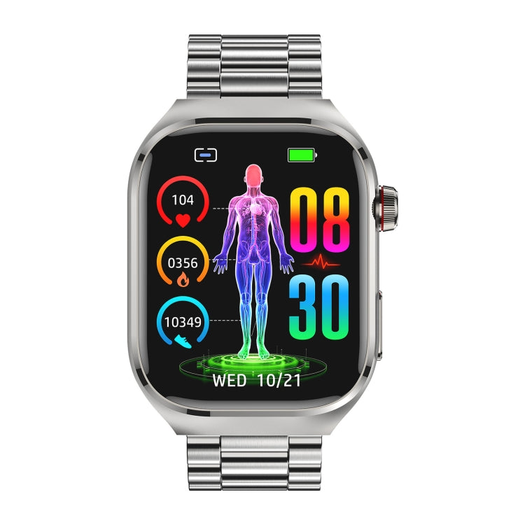 TK16 2.04 inch LCD Screen Steel Strap Smart Watch Supports Health Monitoring(Silver) - Smart Watches by PMC TechLife | Online Shopping South Africa | PMC TechLife | Buy Now Pay Later Mobicred