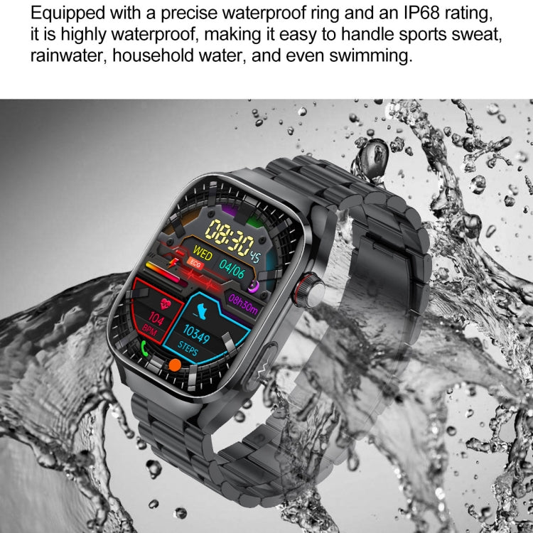 TK16 2.04 inch LCD Screen Steel Strap Smart Watch Supports Health Monitoring(Black) - Smart Watches by PMC TechLife | Online Shopping South Africa | PMC TechLife | Buy Now Pay Later Mobicred