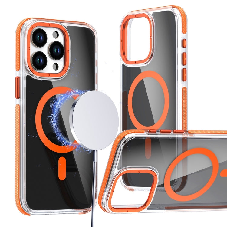For iPhone 16 Pro Max Magsafe Dual-Color Transparent Black Full Coverage Phone Case(Orange) - iPhone 16 Pro Max Cases by PMC TechLife | Online Shopping South Africa | PMC TechLife | Buy Now Pay Later Mobicred