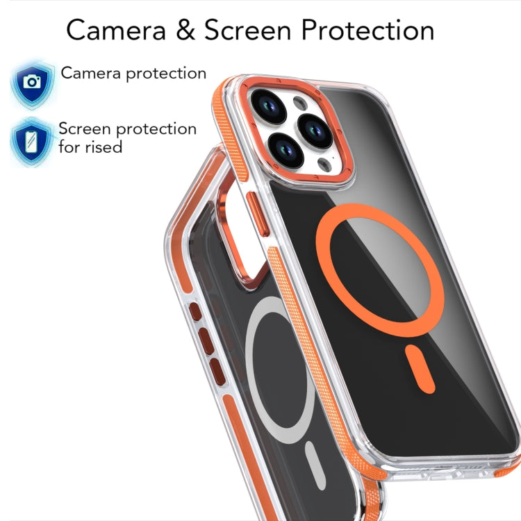 For iPhone 16 Pro Max Magsafe Dual-Color Transparent Black Full Coverage Phone Case(Orange) - iPhone 16 Pro Max Cases by PMC TechLife | Online Shopping South Africa | PMC TechLife | Buy Now Pay Later Mobicred