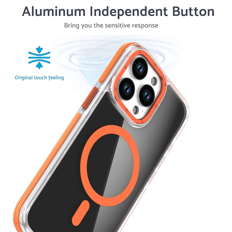 For iPhone 16 Pro Max Magsafe Dual-Color Transparent Black Full Coverage Phone Case(Orange) - iPhone 16 Pro Max Cases by PMC TechLife | Online Shopping South Africa | PMC TechLife | Buy Now Pay Later Mobicred