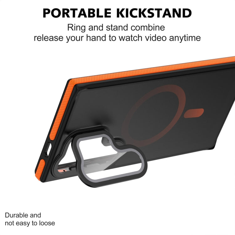 For Samsung Galaxy S24 Ultra 5G Magsafe Dual-Color Skin Feel Lens Film Phone Case with Lens Fold Holder(Purple) - Galaxy S24 Ultra 5G Cases by PMC Jewellery | Online Shopping South Africa | PMC Jewellery | Buy Now Pay Later Mobicred